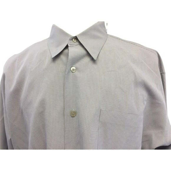 Pronto Uomo Mens Dress Oxford Shirt Tan Size XL Button L/S Tan Grey Checked - Picture 2 of 12